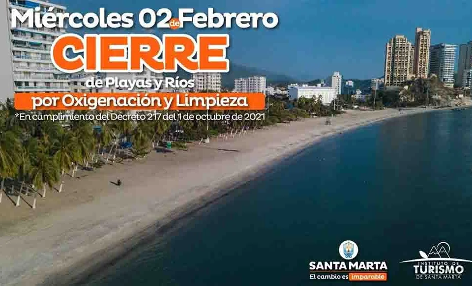 cierre temporal de playas en Santa Marta