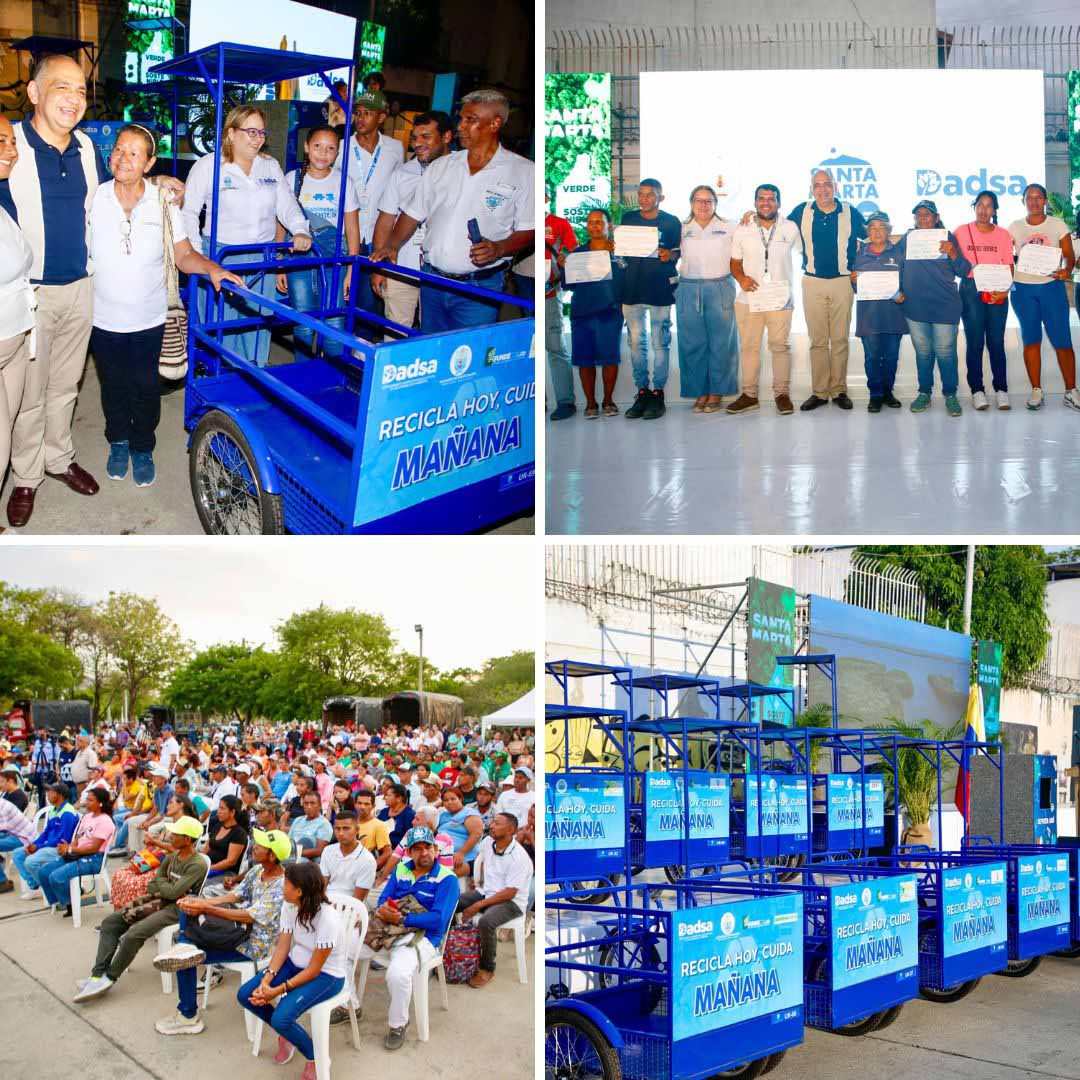 Alcaldía impulsa transformación ambiental en Santa Marta apoyando a más de 450 recicladores con entrega de triciclos y herramientas