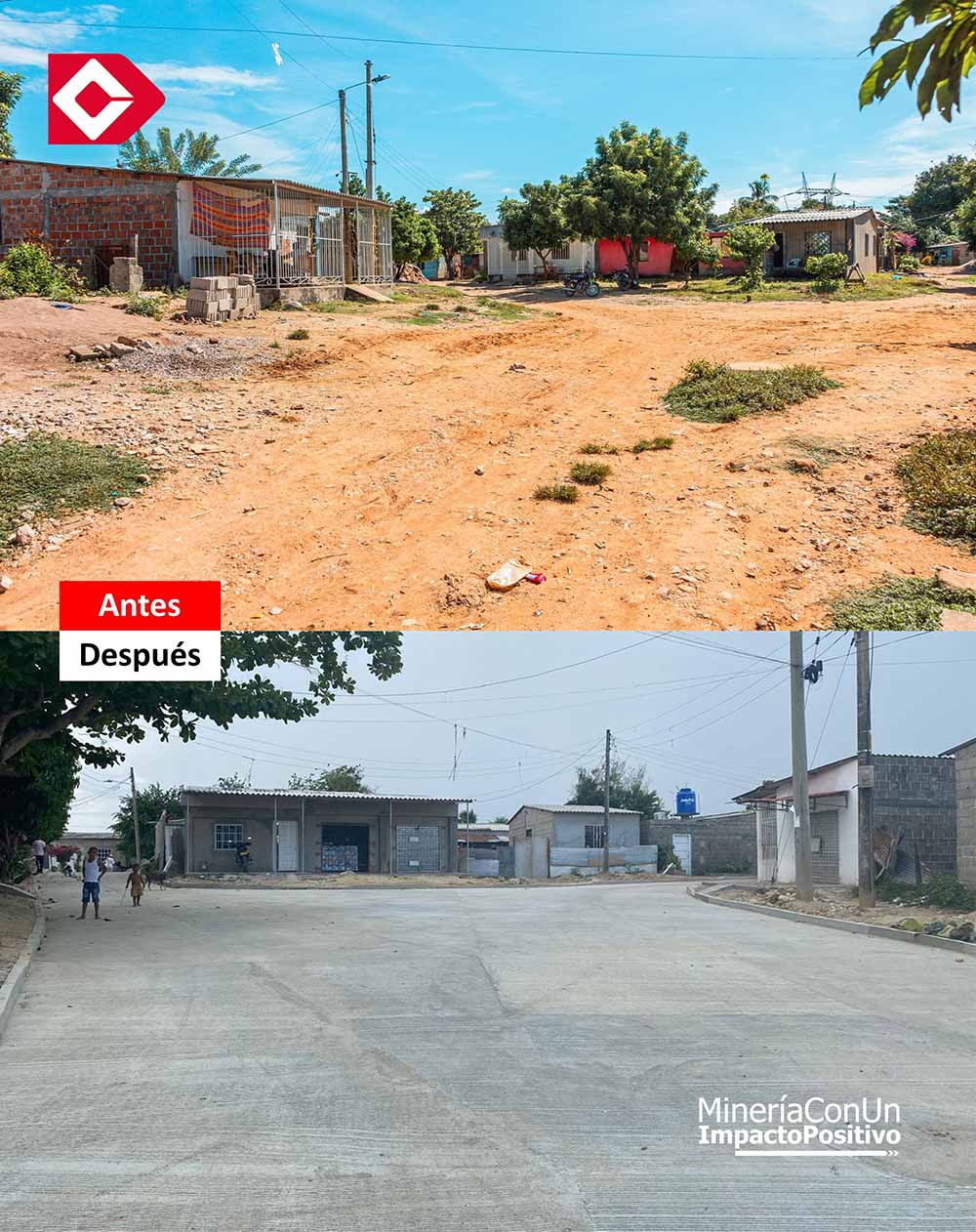 Movilidad más sostenible con nuevas vías pavimentadas en la comunidad Faustino Mojica de Fundación