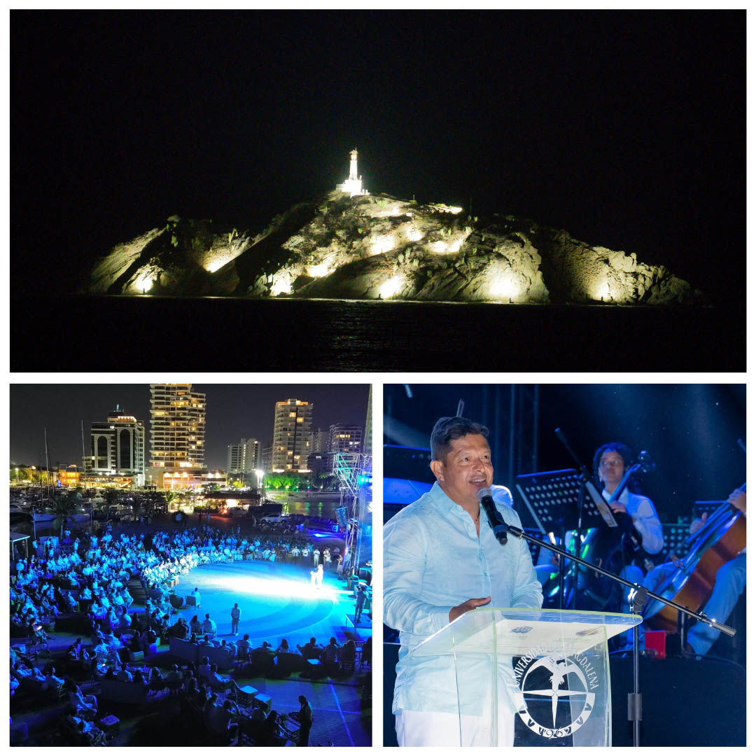 UNIMAGDALENA ilumina el Morro en honor a los 500 años de Santa Marta
