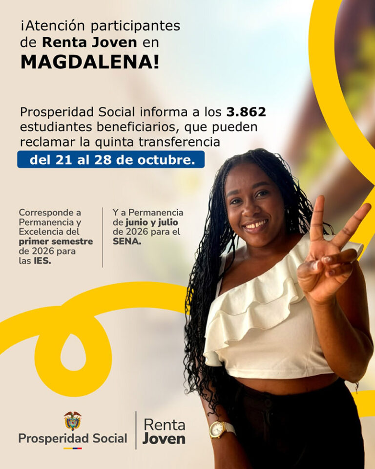 Renta Joven entrega quinta transferencia a más de 3.800 estudiantes del Magdalena_